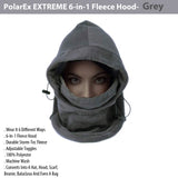 PolarEx 6-in-1 Fleece Hood - Versatile Grey Winter Accessory