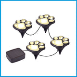 Set of 4 LED Paw Print Solar Power Outdoor Garden Lights