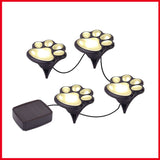Set of 4 LED Paw Print Solar Power Outdoor Garden Lights