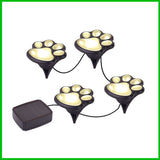 Set of 4 LED Paw Print Solar Power Outdoor Garden Lights