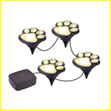 Set of 4 LED Paw Print Solar Power Outdoor Garden Lights