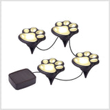 Set of 4 LED Paw Print Solar Power Outdoor Garden Lights