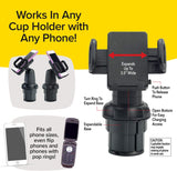 Cup Call Car Phone Mount - Adjustable Cup Holder (Silver)