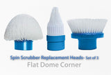 Spin Scrubber Replacement Heads – Flat, Dome, and Corner Brush Heads - 3-Pack