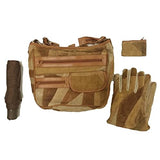 Patchwork Suede Shoulder Bag Set w/ Gloves, Umbrella and Coin Purse