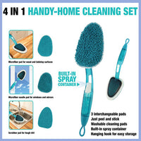4-in-1 Handy Home Cleaning Set for Wood Windows Mirrors with 3 Changeable Pads