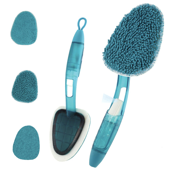 4-in-1 Handy Home Cleaning Set for Wood Windows Mirrors with 3 Changeable Pads