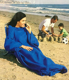 Blue Blanket with Sleeves - Soft Microfiber Fleece Blanket