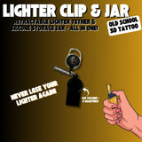 WEEZ Retractable Lighter Clip & Silicone Jar- Old School 3D Tattoo