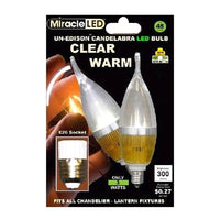 MiracleLED 604510 Ultra Saver 3-Watt Candelabra Clear Warm Bulb