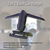 3 in 1 Valet Car Hanger- Clothes Hanger/Safety Handle/Hooks