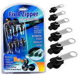 Universal Zipper Repair Kit - Black (Set of 6 for Quick Repairs)