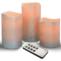 LED Flameless Candle Set in Silver: Perfect Flickering Warm White Light