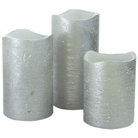 LED Flameless Candle Set in Silver: Perfect Flickering Warm White Light