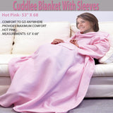 Cuddlee Blanket with Sleeves- Fleece Blanket (Hot Pink)
