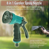8-Pattern Garden Spray Nozzle with Rubberized Grip