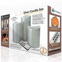LED Flameless Candle Set in Silver: Perfect Flickering Warm White Light