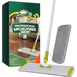 SCRUBIT 16" Microfiber Swivel Mop: Wet/Dry Reusable Pads, 52" Pole, 2 Included