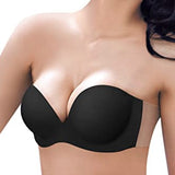 Backless, Strapless Invisible Bra With Adhesive Wings - Size D- Black
