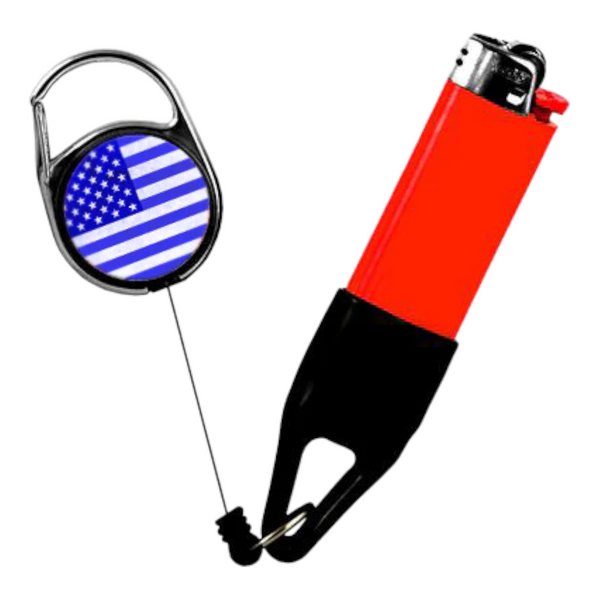 Lighter Leash Retractable Lighter Holder Back the Blue Flag Standard Size(1)