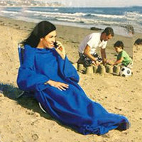 Blue Blanket with Sleeves - Soft Microfiber Fleece Blanket