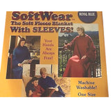 Blue Blanket with Sleeves - Soft Microfiber Fleece Blanket