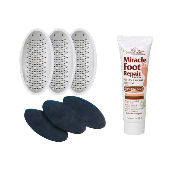 Replacement Blades with Emery Pads, 3 Pack and Miracle Foot Repair Cream