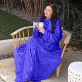 Blue Blanket with Sleeves - Soft Microfiber Fleece Blanket