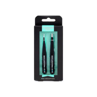 Body Prescriptions 2 Pack Black Soft Touch Tweezer Set in Black and Teal Box