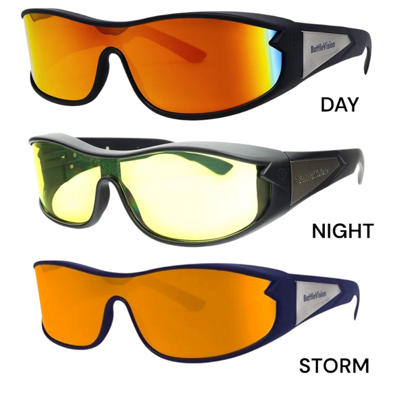 Battle Vision Wrap Around Glasses 3-Pack – Day, Night & Storm Sunglasses