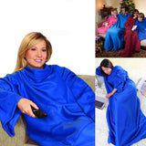 Blue Blanket with Sleeves - Soft Microfiber Fleece Blanket