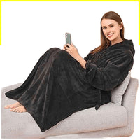 Cuddlee Blanket with Sleeves in Black