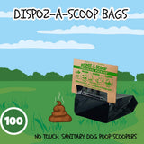 HealthPro Dispoz-A-Scoop No Touch Mess Odor Sanitary Dog Poop Scoopers 100 Pack