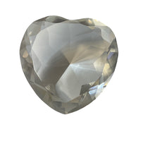 Glass Diamond Heart Jewel Paperweight- Clear (80mm)