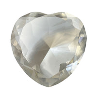 Glass Diamond Heart Jewel Paperweight- Clear (80mm)