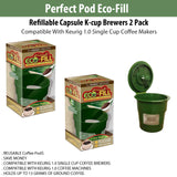 Perfect Pod Eco-Fill Refillable Capsule for K-cup Brewers - 2 Pack