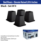 Trademark Home Collection 4-Pack Bed Risers, 6-Inch, Black
