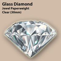 Glass Diamond Jewel Paperweight- Clear (30mm)