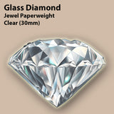 Glass Diamond Jewel Paperweight- Clear (30mm)