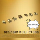 GeMagic Gold Studs - 500 pieces-  Assorted Pack