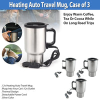 3-Pack Heating Auto Travel Mugs: Ideal for Road Trips