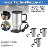 3-Pack Heating Auto Travel Mugs: Ideal for Road Trips