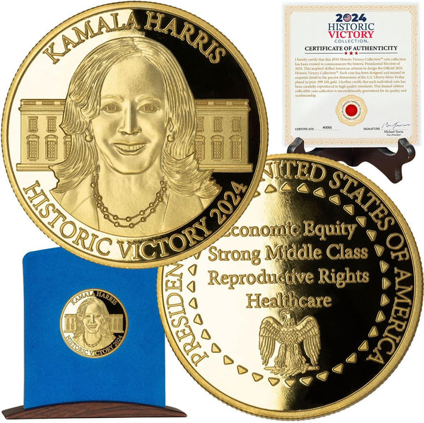 Kamala Harris 2024 Commemorative Coin – Gold-Layered Collectible
