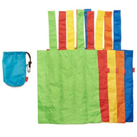 5-Pack Colorful Reusable Shopping Bags with Carry Pouch & Carabiner