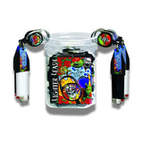 Premium Tattoo Series Lighter Leash Retractable Holder- 4-Pack Assorted Designs
