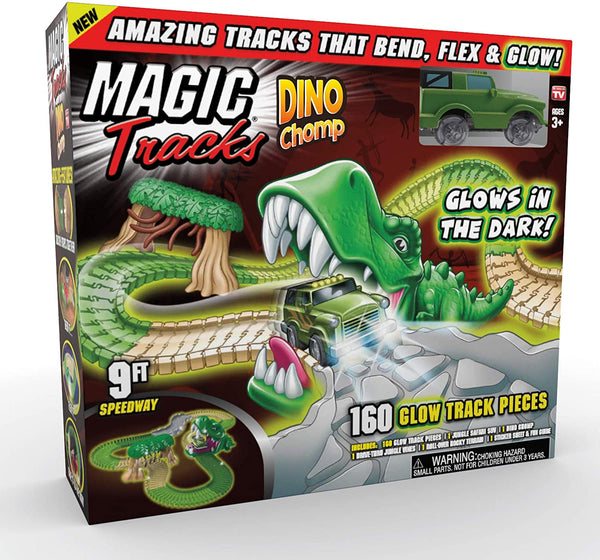 Magic Tracks Dino Chomp Glow In The Dark Racetrack Set