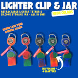 WEEZ Retractable Lighter Clip & Silicone Jar- Neon