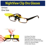 Night View Night Vision Clip On Glasses, Yellow, One Size