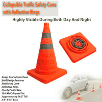Collapsible Traffic Safety Cone with Reflective Rings