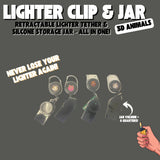 WEEZ Retractable Lighter Clip & Silicone Jar- 3D Animals